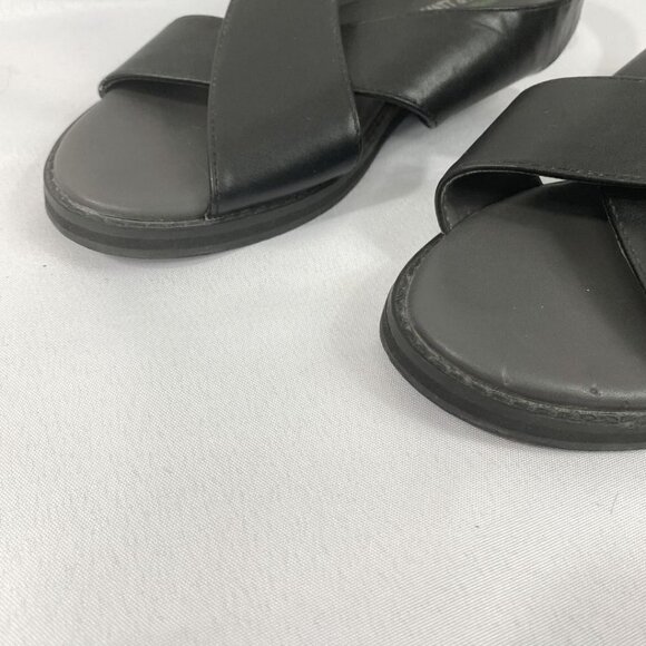 MATT & NAT ECO ORTHOLITE BLACK CRISS CROSS FAUX LEATHER SLINGBACK FLAT SANDALS - Picture 6 of 9